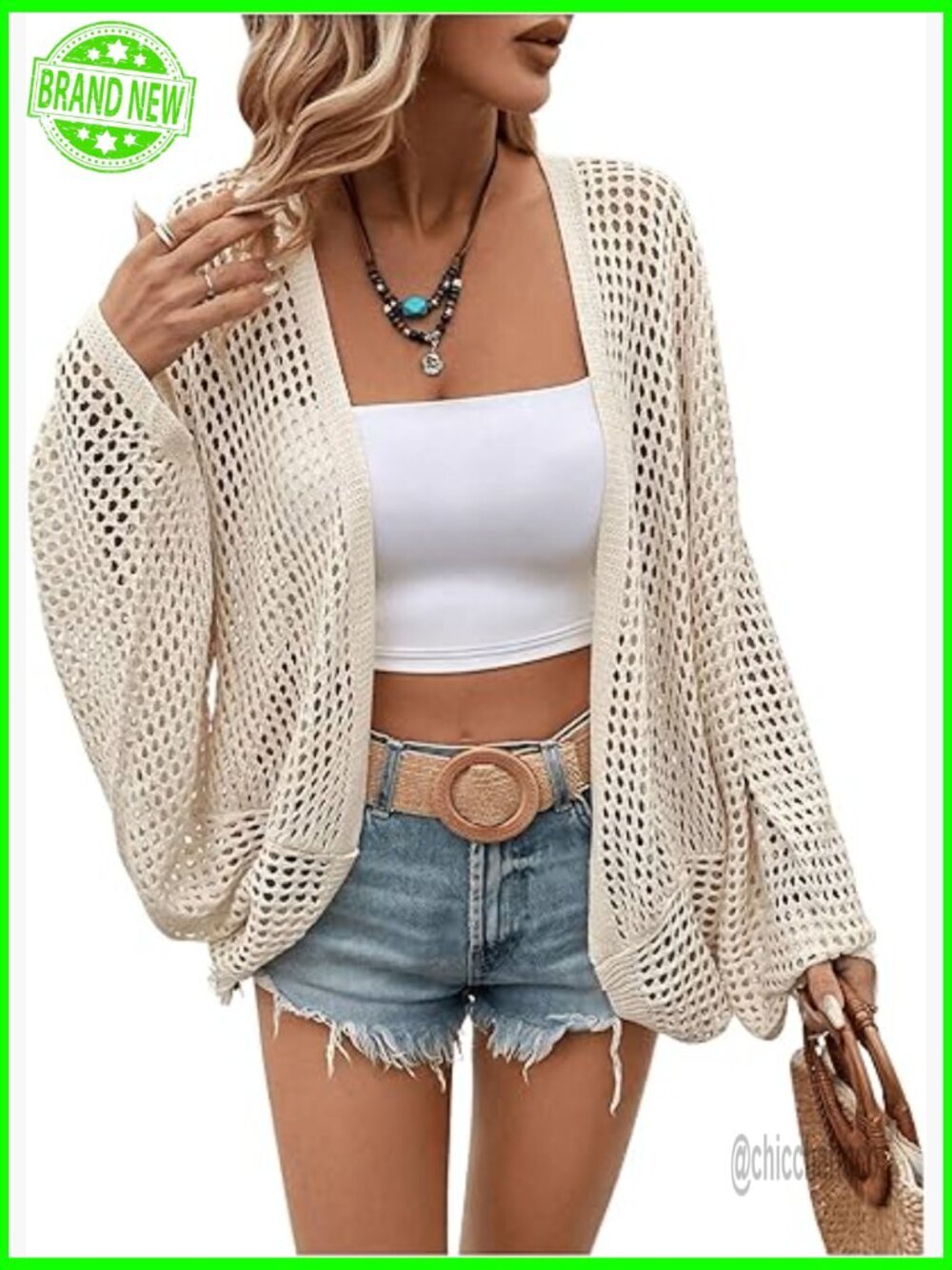 Womens Oversized Summer Cardigan Lightweight Knit Beach Cover Up